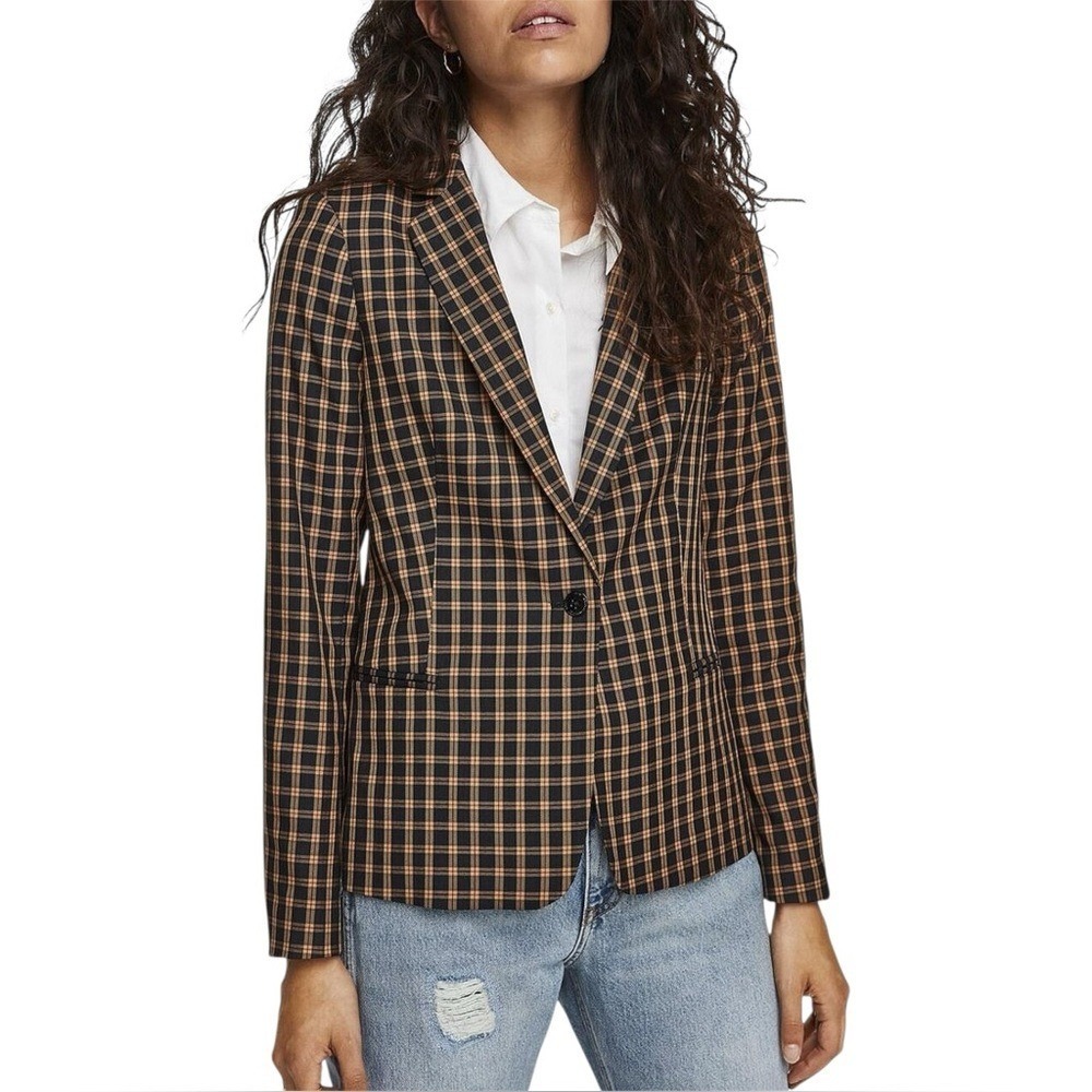 Scotch & Soda Classic Tailored Black / Tan Checked Plaid Blazer Menswear Medium